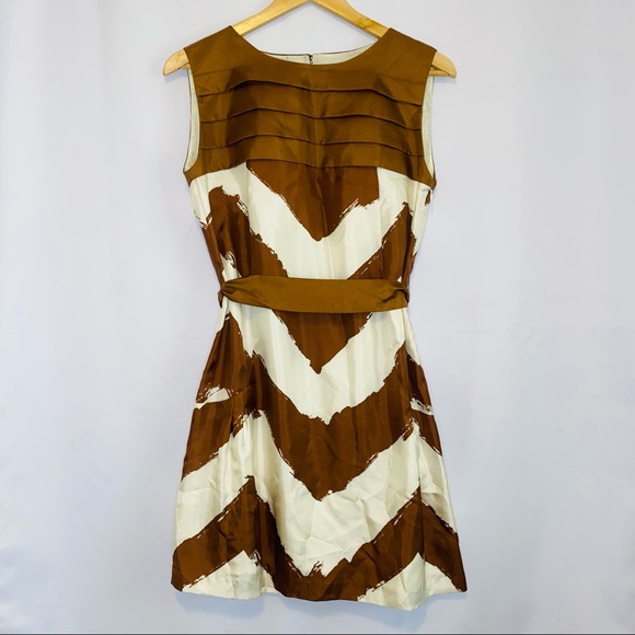 Tibi Dresses Nwt Tibi 0 Silk Brown Printed Sleeveless Belted Dress